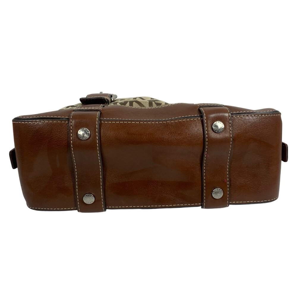 MICHAEL KORS Brookville MK Print Jacquard Leather Bowling Satchel Buckle Strap - Picture 6 of 13
